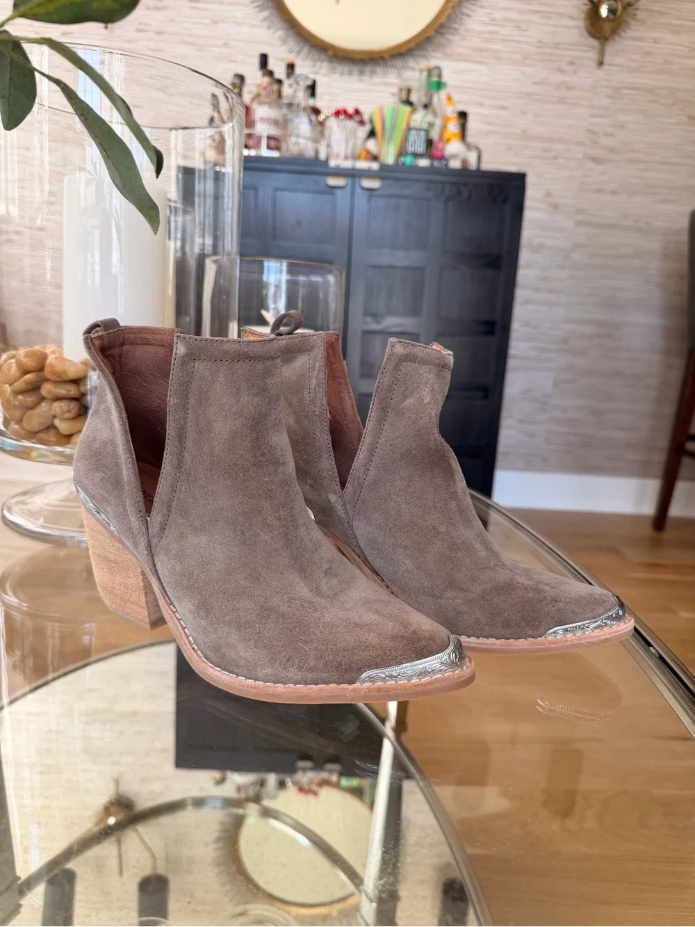 Jeffrey Campbell Taupe ankle boot western
